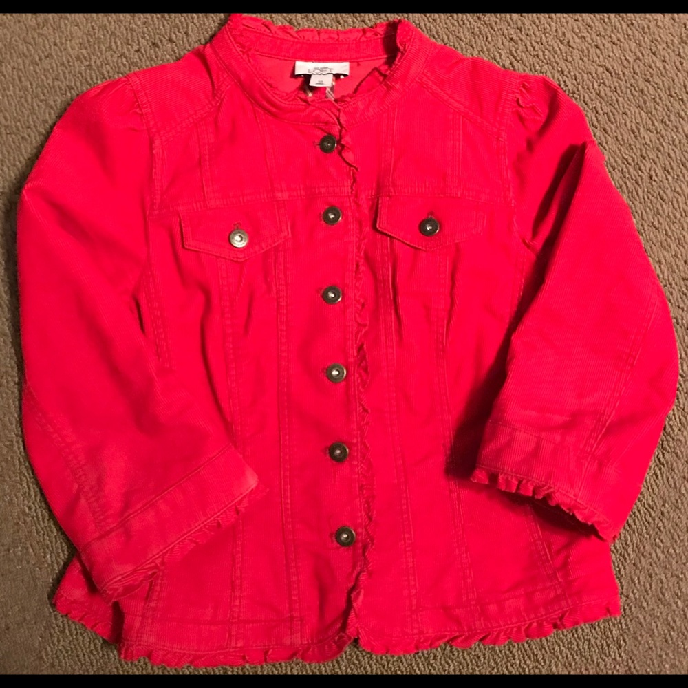 Red Corduroy Jacket with 3/4” sleeves